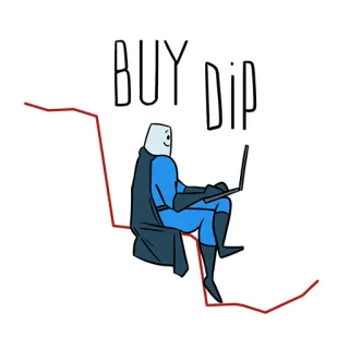 📉 BUY DIP acheter la baisse, bourse, finance, investissement, mème whatsapp sticker