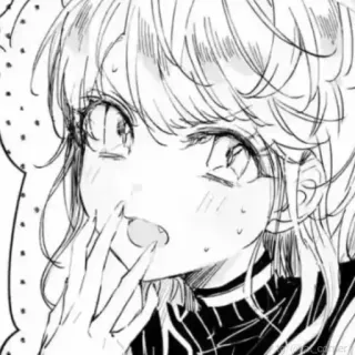 🥺 dziewczyna anime, manga, słodkie, zszokowany, zaskoczony, czarno białe telegram sticker