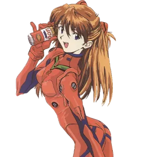 🥤 Asuka Langley Soryu Neon Genesis Evangelion Anime, Personnage, Asuka, Evangelion, Boisson whatsapp sticker