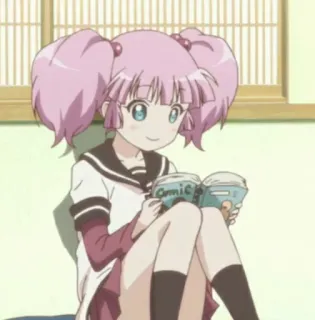 💘 Comic Gadis anime, Membaca, Buku komik, Kuncir dua, Rambut merah muda, Karakter kartun telegram sticker
