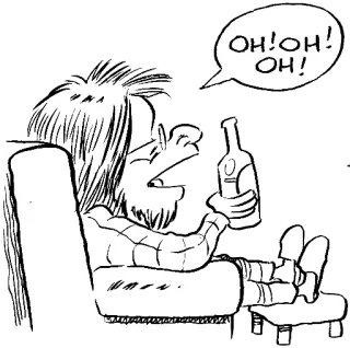 😂 OH! OH! OH! Caricatura, Alcohol, Hombre, Bebiendo, Silla, Vino, Vintage, Celebración telegram sticker