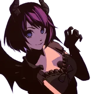 🎃 Anime, Démon, Fille, Cornes, Ailes, Fantaisie whatsapp sticker