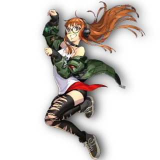 📱 Futaba Sakura Persona 5 Anime, Meisje, Gamer, Bril, Koptelefoon, Personage, P5 telegram sticker