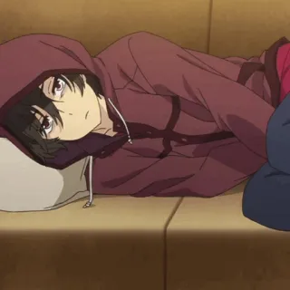 🥀 Anime, Garçon, Sweat à capuche, Canapé, Intérieur telegram sticker