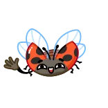 👋 mariquita, insecto, lindo, dibujos animados, kawaii, saludando whatsapp sticker