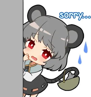 😥 sorry... anime, apologetic, sad, chibi, mouse, cute telegram sticker
