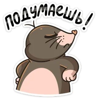 🤨 ПОДУМАЕШЬ! モグラ, 漫画, 動物, 可愛い, 表情 telegram sticker