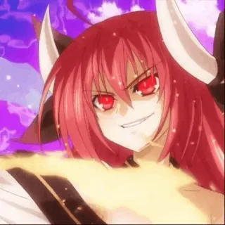 🔥 anime, demon, red hair, horns, evil, magic telegram sticker