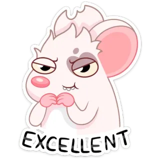 ☺️ EXCELLENT Maus, Cartoon, Ausgezeichnet, Positiv, Ausdruck, Süß, Tier telegram sticker