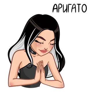 🙏 APИГATO chica anime, dibujo animado, mujer, gracias, manos, reverencia whatsapp sticker