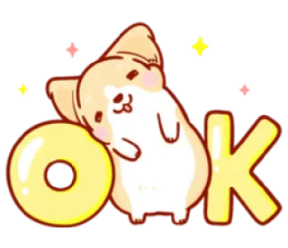 👌 OK 好的, 狗, 可爱, 动物, 短语, 词 telegram sticker