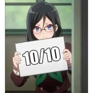 👍 10/10 Anime, Calificación, Puntuación, Gafas, Lindo telegram sticker