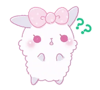 🎀 lapin, mignon, confus, question, kawaii, rose, dessin animé telegram sticker