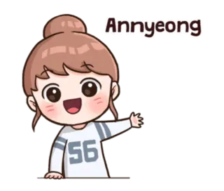 👋 Annyeong Dibujo animado, Lindo, Chica, Hola, Saludo telegram sticker