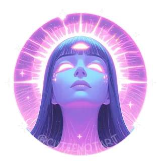 🌌 spiritual, third eye, woman, glowing, purple, aura telegram sticker