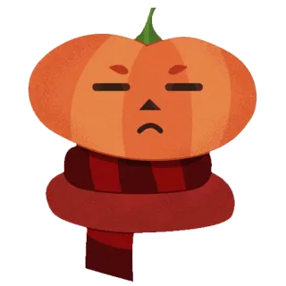 😑 zucca, sciarpa, autunno, autunno, arancione, carino, cartone animato, halloween telegram sticker