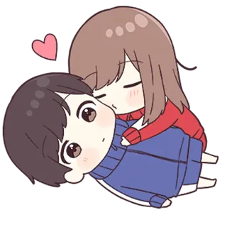 ❤️ love, couple, cartoon, hug, kiss, affection whatsapp sticker