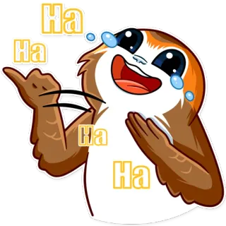 😂 Ha porg, laughing, happy, cartoon, cute, emoji, sticker telegram sticker