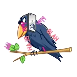 👂 Blah Blah pájaro, cuervo, teléfono, rama, dibujo animado, bla telegram sticker