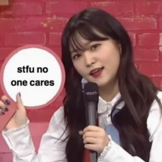 ✨ stfu no one cares Meme, Divertido, Expresión, Sarcasmo telegram sticker