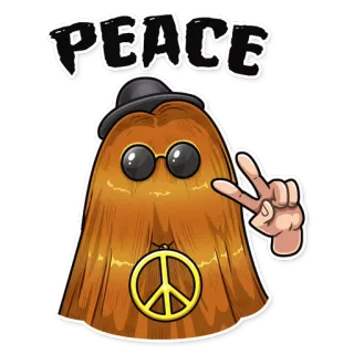 ✌️ Cousin Itt The Addams Family PEACE paz, familia addams, tío cosa, símbolo de la paz, retro telegram sticker