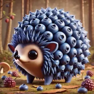 🤩 riccio, mirtillo, carino, animale, foresta, natura, bacche, stravagante telegram sticker