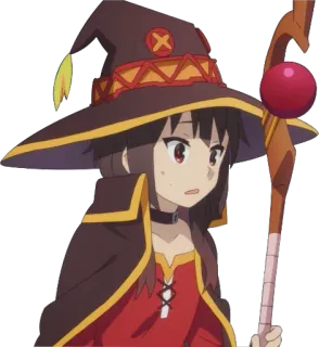 😰 Megumin Konosuba Anime, Phù thủy, Phép thuật, Dễ thương, Cô gái, Trượng telegram sticker