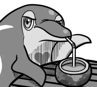 🐬 lumba-lumba, kelapa, minuman, kartun, binatang telegram sticker