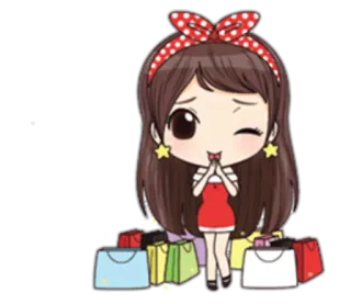🛍 desenho animado, kawaii, compras, menina, anime, fofo telegram sticker