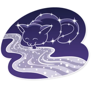 🌌 Katze, Sterne, Galaxie, Sternbild, Nacht, Weltraum telegram sticker