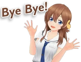 👋 Bye Bye! anime, menina, saudação, despedida, desenho animado, alegre, adeus whatsapp sticker