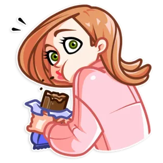 🍫 Frau, Schokolade, Essen, Cartoon, Snack, Essen telegram sticker
