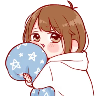 💞 アニメ, かわいい, 女の子, 悲しい, 枕 whatsapp sticker