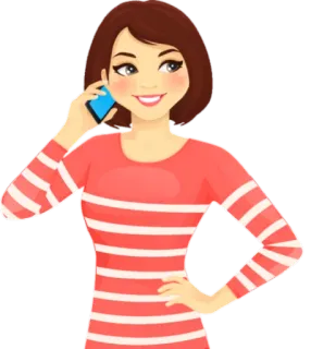 🤳 Frau, Cartoon, Handy, Streifen, Illustration whatsapp sticker