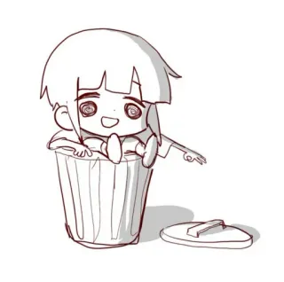 😢 Chica anime, Cubo de basura, Dibujo animado, Pegatina, Lindo, Contenedor de basura, Ilustración whatsapp sticker
