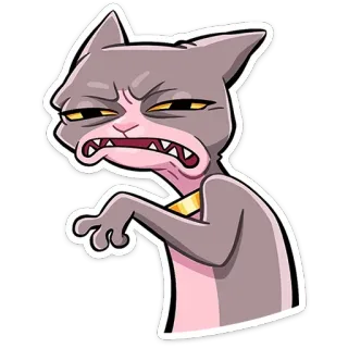😒 แมว, การ์ตูน, โกรธ, อารมณ์เสีย, สัตว์, สติกเกอร์ telegram sticker