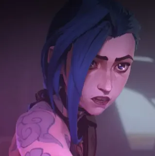 🌀 Jinx Arcane jinx, arcane, league of legends, pelo azul, tatuaje telegram sticker