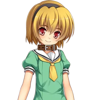 🙂 animé, dessin animé, fille, cheveux blonds, collier telegram sticker