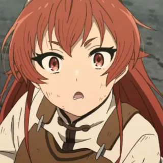 😲 anime, tóc đỏ, nữ, hoạt hình, cô gái anime, biểu cảm, ngạc nhiên telegram sticker
