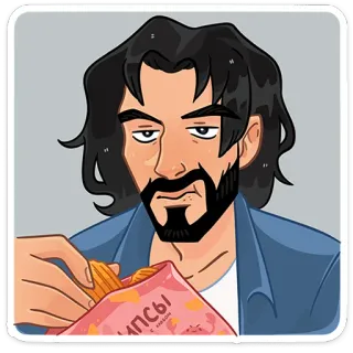 😒 ЧИПСЫ chips, food, snack, eating, man telegram sticker