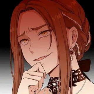 ☠ mujer, sonrisa burlona, retrato, dibujo animado, expresión, collar telegram sticker