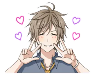 ❤ Anime, Junge, Süß, Herzen, Friedenszeichen whatsapp sticker