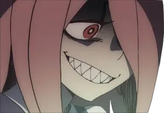 😈 Anime, Personaggio, Sorriso, Spaventoso, Denti, Faccia telegram sticker