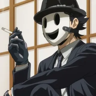 🚬 anime, smoking, mask, suit, hat, character, cigarette telegram sticker