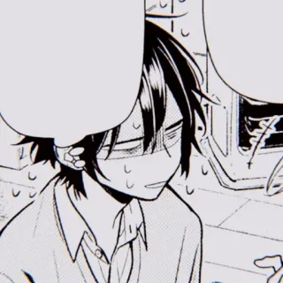 🖤 Manga, Anime, Schweiß, Erschöpft, Besorgt, Charakter, Zeichnung, Schwarzweiß telegram sticker