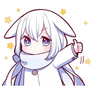 👍 Anime, Chica, Kawaii, Lindo, Chibi, Pulgar arriba, Positivo, Dibujos animados telegram sticker