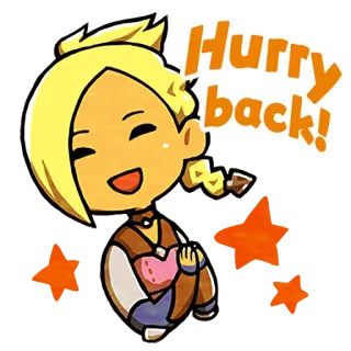 ⏱ Hurry back! 急ぎ, 戻る, 漫画, キャラクター, 星 telegram sticker