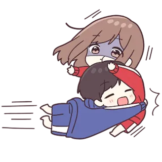💙 anime, chibi, cartoon, kawaii, friendship, hug whatsapp sticker