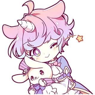😉 카와이, 유니콘, 귀여운, 토끼, 치비, 파스텔, 사랑스러운 telegram sticker