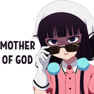 🕶 MOTHER OF GOD animé, oh mon dieu, choqué, lunettes de soleil, femme, personnage whatsapp sticker